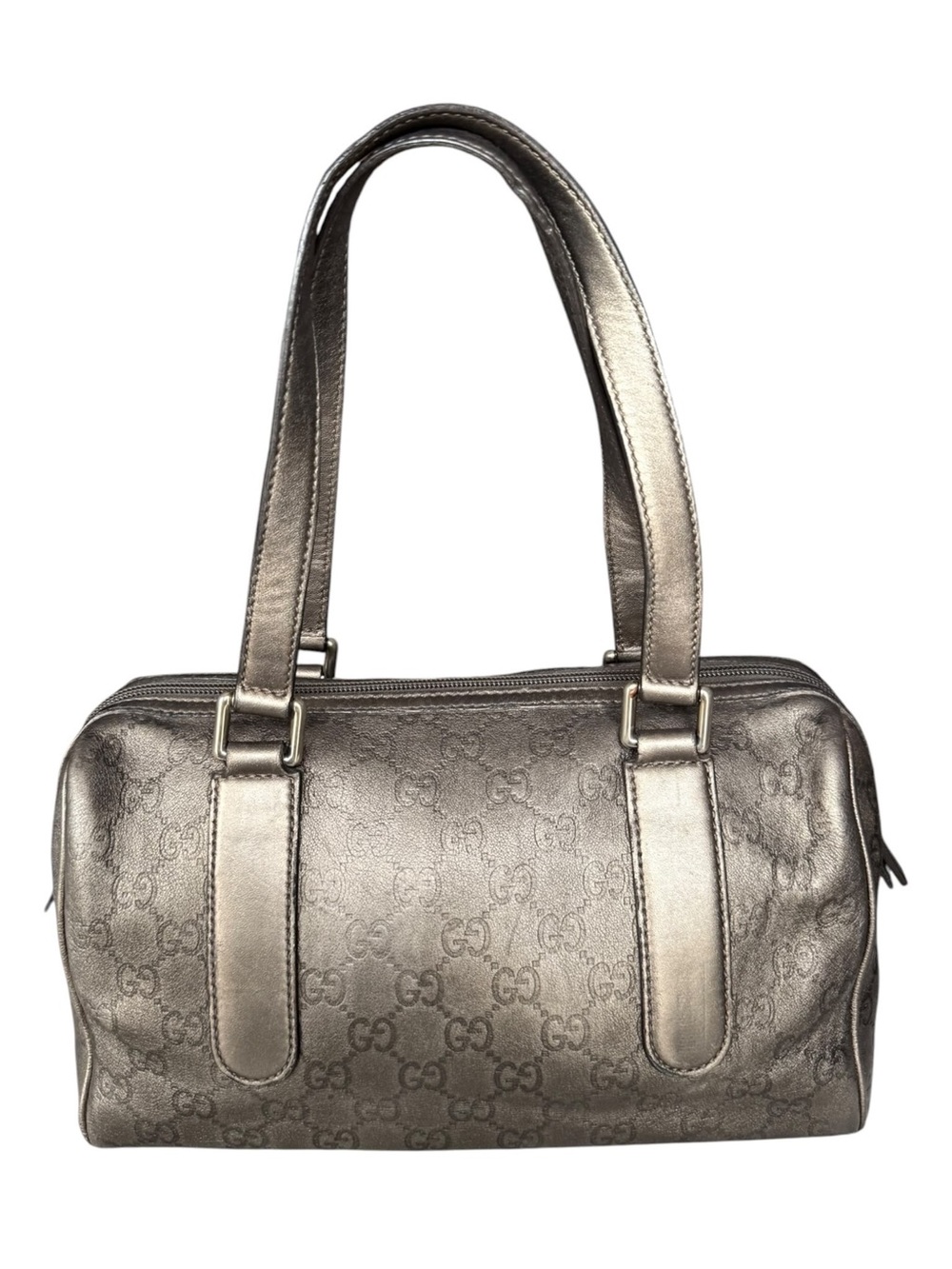 Gucci Metallic Silver GG Monogram Shoulder Bag